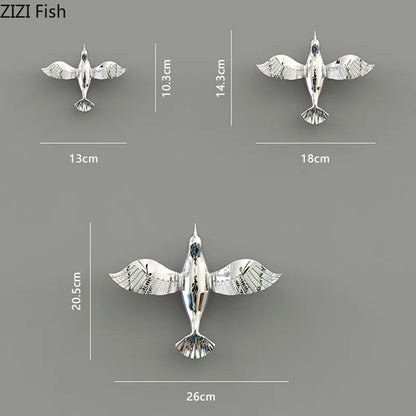 DecorBites™ Gold/Silver Pigeon Wall Ornaments - Dove Statue for Living Room Aesthetics