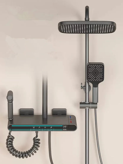 DecorBites™ Brass Shower Faucet Set with Intelligent Atmosphere Light and Pressurized System