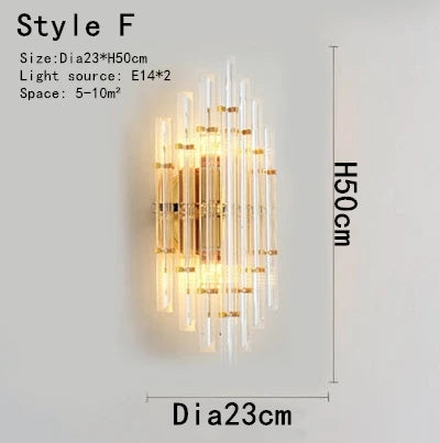 DecorBites™ Gold Crystal Bracket Light: Stylish Lighting Fixtures for Home Wall Decor