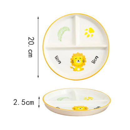 DecorBites™ Kids Cartoon Grid Plate - Fun & Functional Divider Dish for Breakfast & Snacks