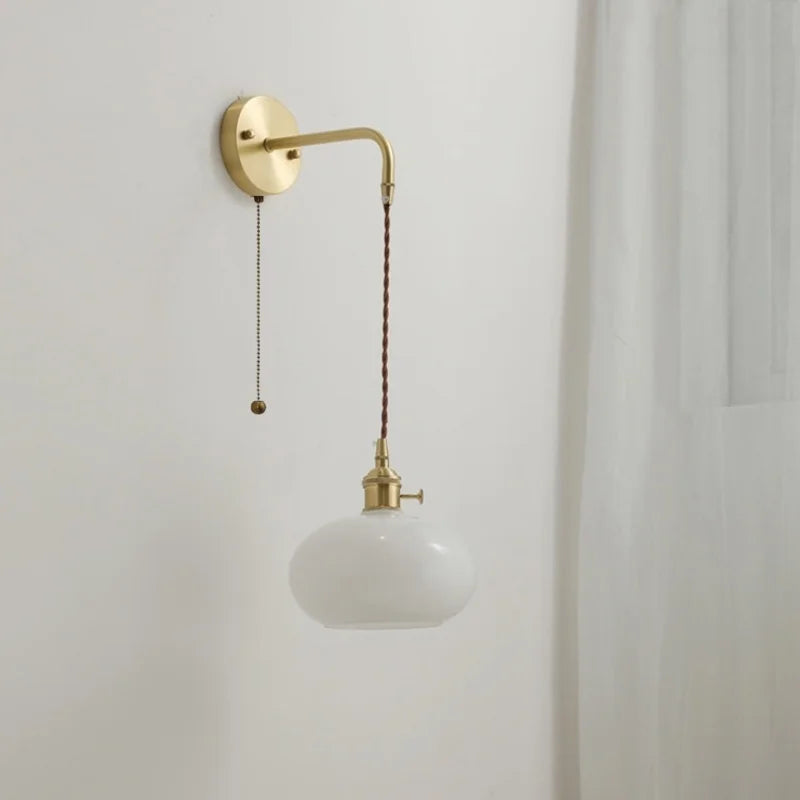 DecorBites™ Glass Copper LED Wall Lights with Knob Switch, Modern Bedside Lamp