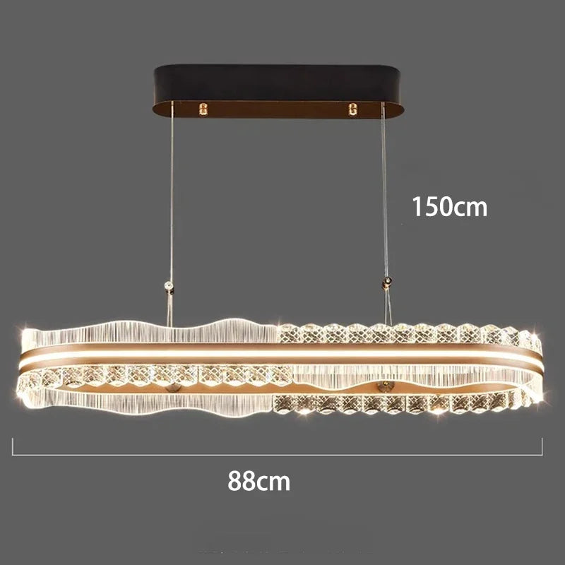 Brushed Gold LED Chandelier 88cm Length