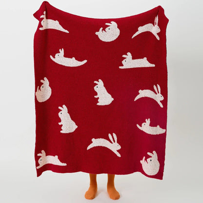 DecorBites™ Lively Rabbit Microfiber Knitted Throw Blanket - Cute & Cozy for Bed, Sofa, Couch, Car