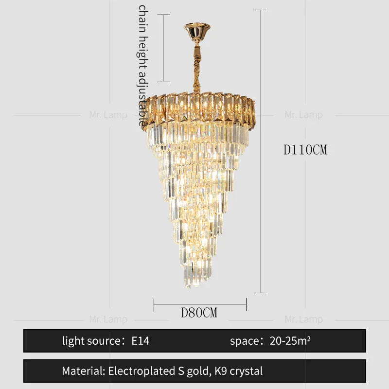 DecorBites™ Amber Crystal Chandelier for Living Room in French Light Luxury Style