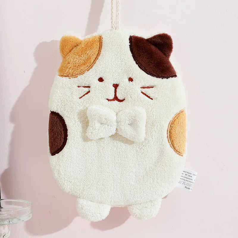 DecorBites™ Cute Cat Hand Towel: Thick Quick Dry Kitchen & Bathroom Terry Towel