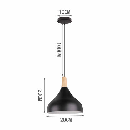 Black Wood Industrial Pendant Light
