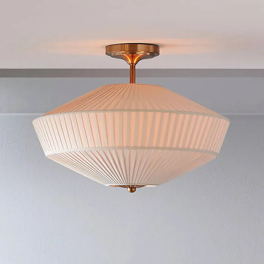 DecorBites™ French Style Fabric Pleated Ceiling Lamp Vintage Decorative Light