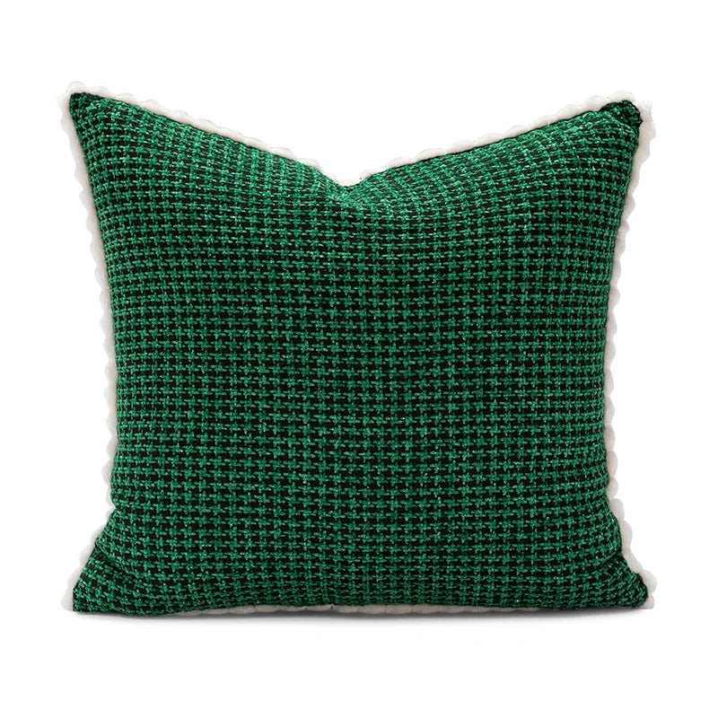 DecorBites™ Christmas Embroidered Red Geometric Pillow Cover for Festive Home Decor