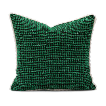 DecorBites™ Christmas Embroidered Red Geometric Pillow Cover for Festive Home Decor