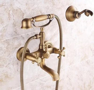 DecorBites™ Brass Bathtub Shower Set Wall Mounted - Hot and Cold Mixer Taps