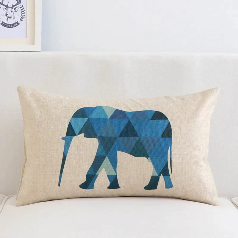 غطاء وسادة قطني من الكتان بتصميم هندسي على شكل غزال من DecorBites™، مقاس 30×50 سم، ديكور منزلي عصري من الشمال الأوروبي