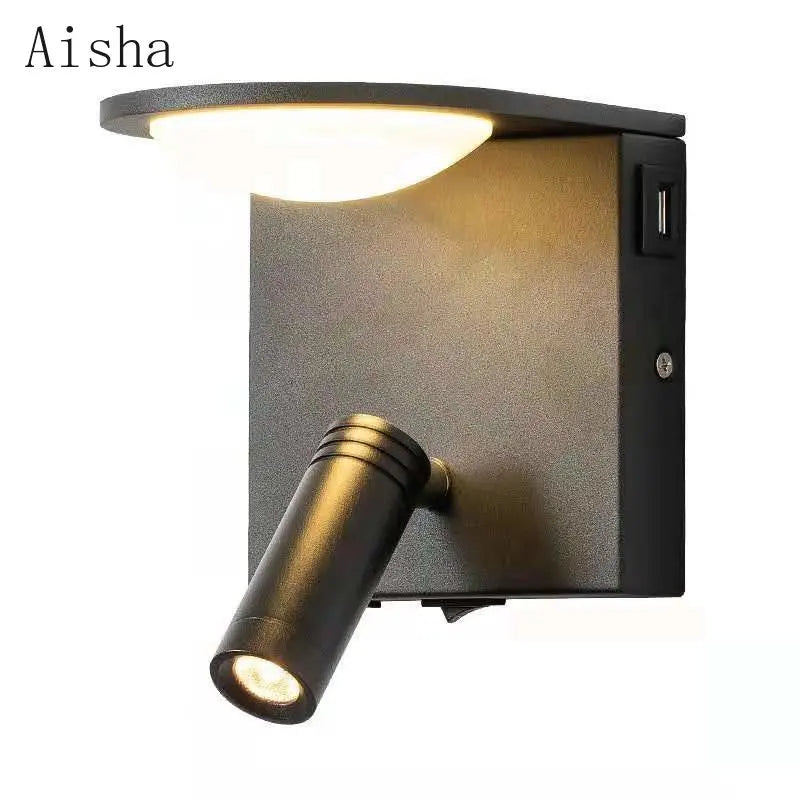 DecorBites™ LED Rotary Square Wall Lamp for Home Bedroom Study with USB Charging