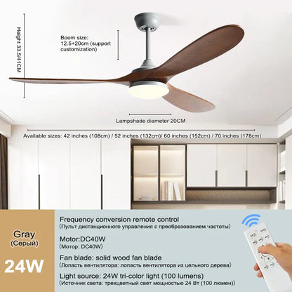 DecorBites™ 52 Inch Wood Blade Ceiling Fan with Remote Control and Lights
