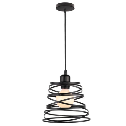 Vintage Black Metal Wire Cage Pendant Light