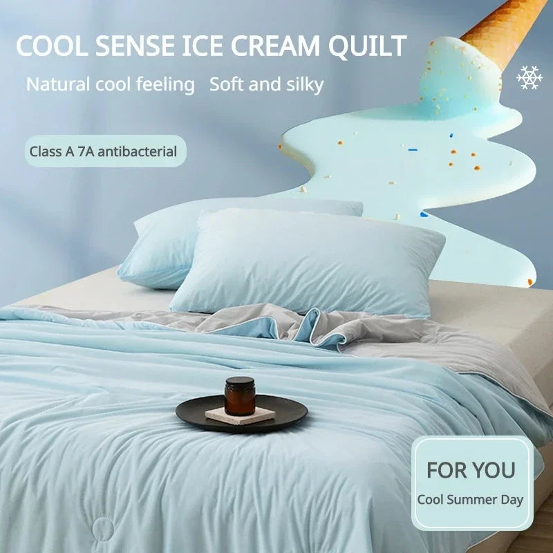 Decobites Silky Cool Summer Quilt - Double Side Cold & Cooling Fabric Comforter