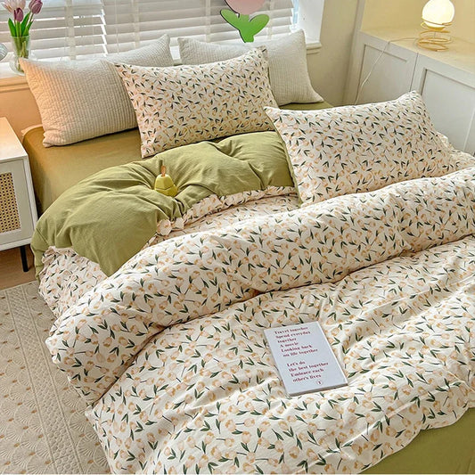 Juego de funda nórdica DecorBites™ de algodón estampado con doble capa de hilo - Cama Queen/King/Doble/Individual