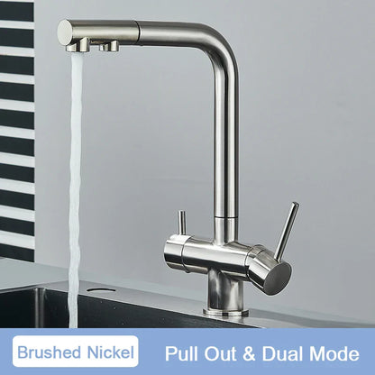 صنبور تنقية المياه الأسود القابل للسحب من DecorBites™: صنبور خلاط ساخن وبارد 2 في 1