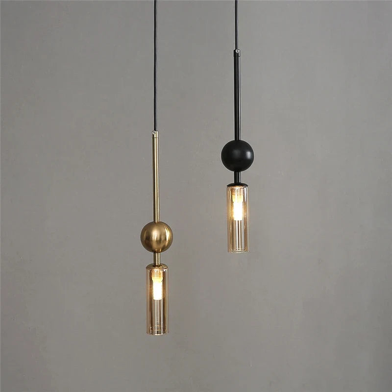 Nordic Gold and Black Glass Pendant Light