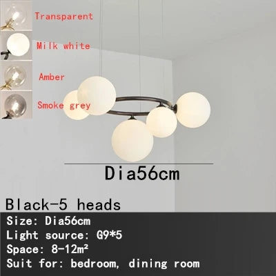 DecorBites™ Black Magic Bean Ceiling Chandelier with Golden Lamp Body Glass Pendant Light