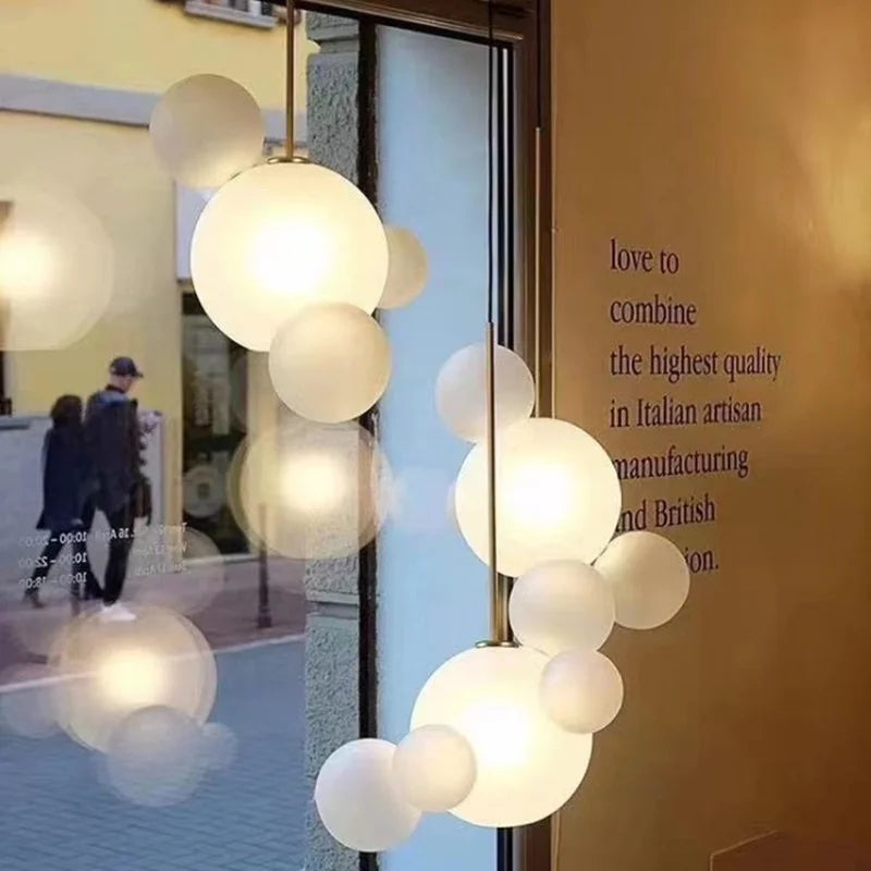 DecorBites™ Glass Chandelier: Nordic-Italian LED Pendant Light for Living & Dining Room