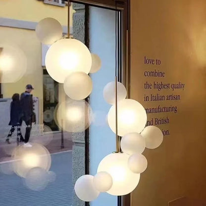 DecorBites™ Glass Chandelier: Nordic-Italian LED Pendant Light for Living & Dining Room