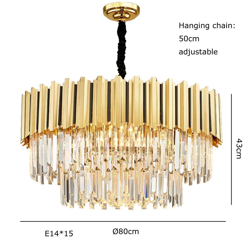 DecorBites™ Gold Crystal LED Chandelier: Modern Luxe Lighting Fixture for Home Decor