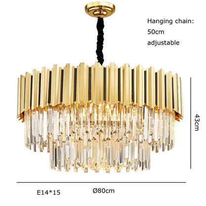 DecorBites™ Gold Crystal LED Chandelier: Modern Luxe Lighting Fixture for Home Decor