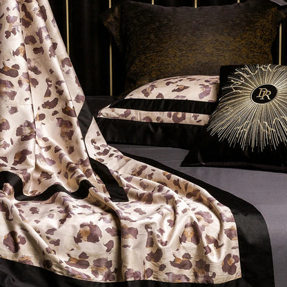 Decobites Leopard Print Luxury Bedding Set Queen King Size Duvet Cover Sheet Pillowcases