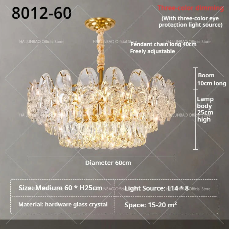 DecorBites™ Crystal Rose Chandelier for Living Room Dining Bedroom 2024 French Light Luxury
