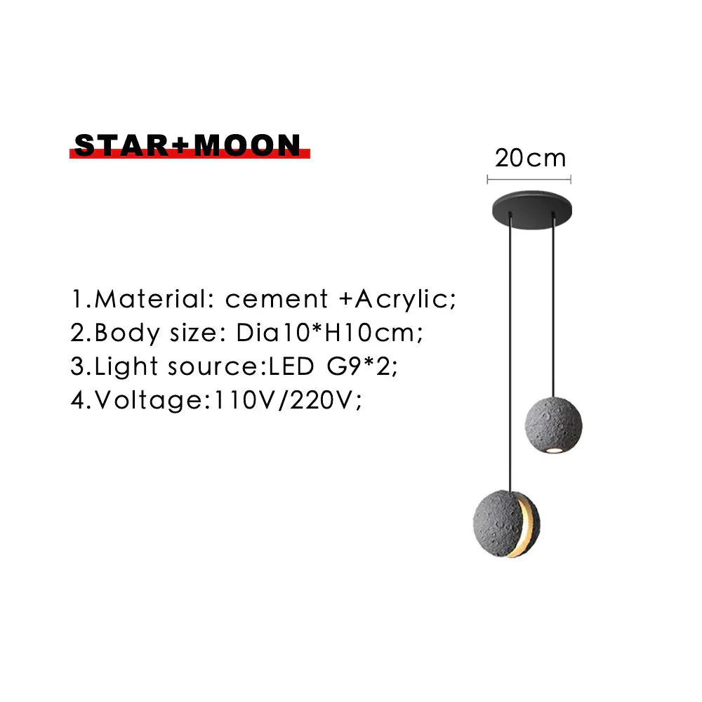 DecorBites™ Industrial Cement Pendant Lights - Retro Moon Star Chandelier Fixture