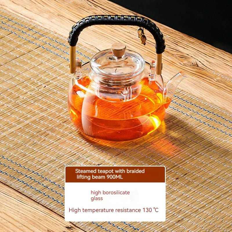 DecorBites™ Glass Teapot: Thickened Transparent Kung Fu Tea Set, Perfect for Tea and Coffee.