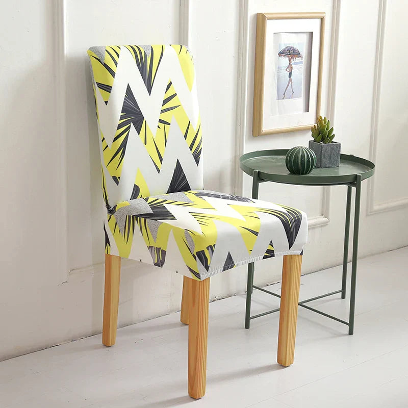 Svetanya Stretch Print Chair Cover by Decobites – Elastic Seat Slipcover