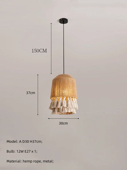DecorBites™ Hemp Rope E27 LED Pendant Lights Chandelier Lighting - Nordic Minimalism