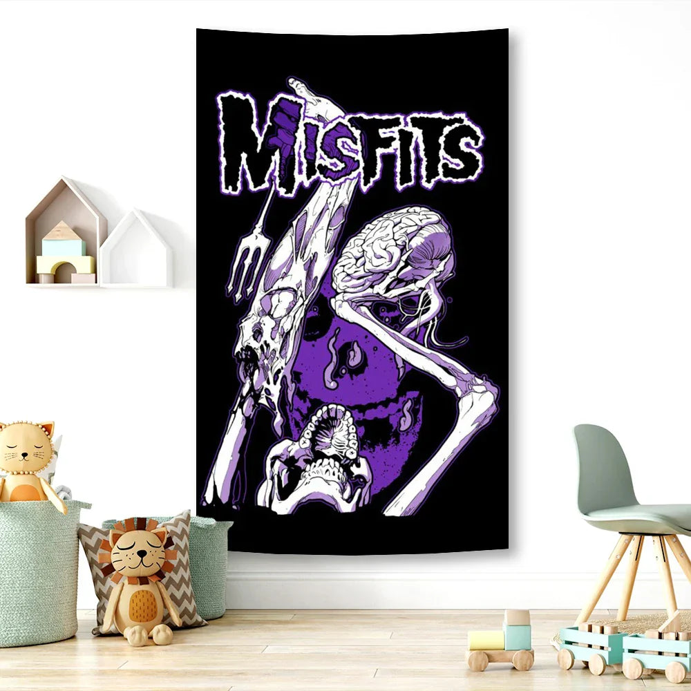 Misfits Rock Band Wall Tapestry by Decobites - Music Tapestries for Bohemian Home Decor