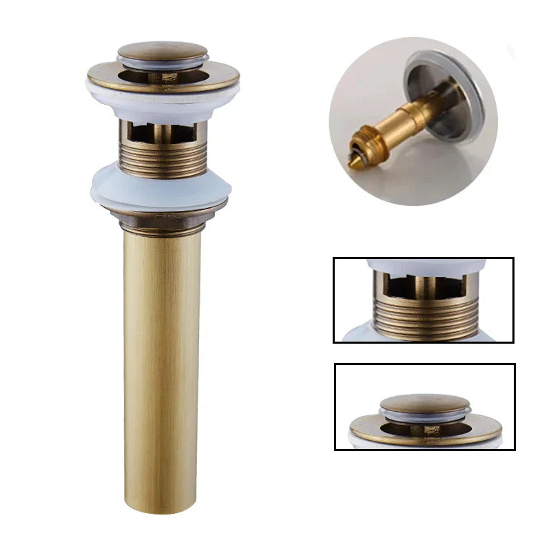 Drenaje de baño emergente redondo grande Decorbites™ Gold para lavabo de cobre