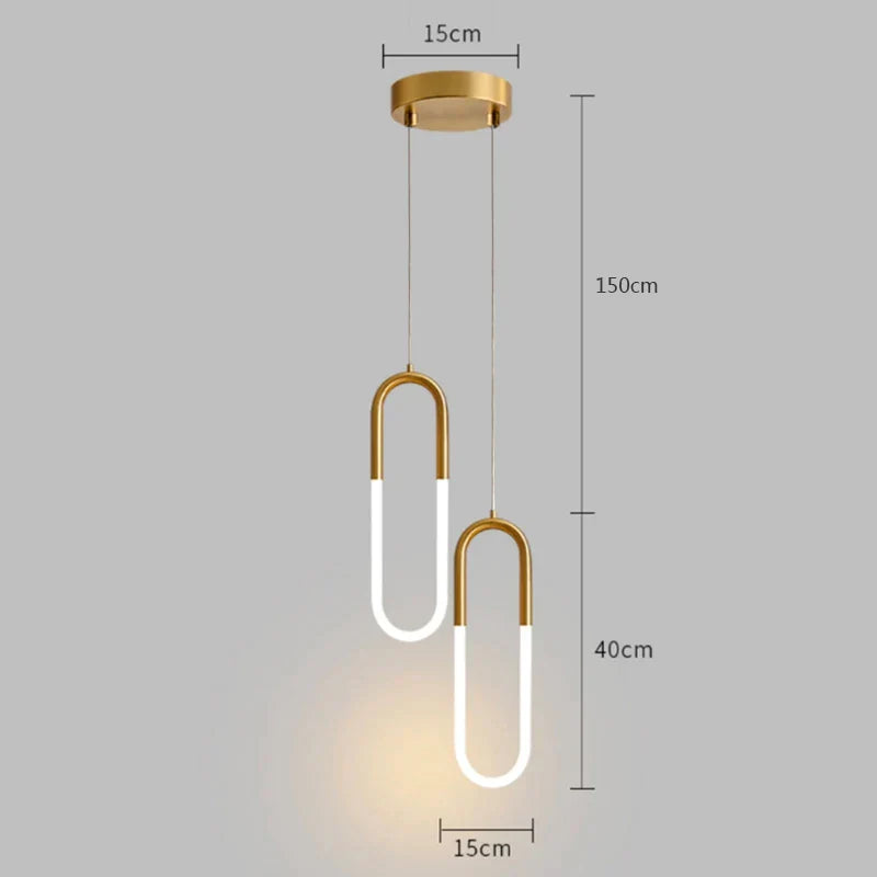 Lámpara colgante LED Gold Black de Decorbites™: Cabezal único/doble, lámpara colgante de línea larga