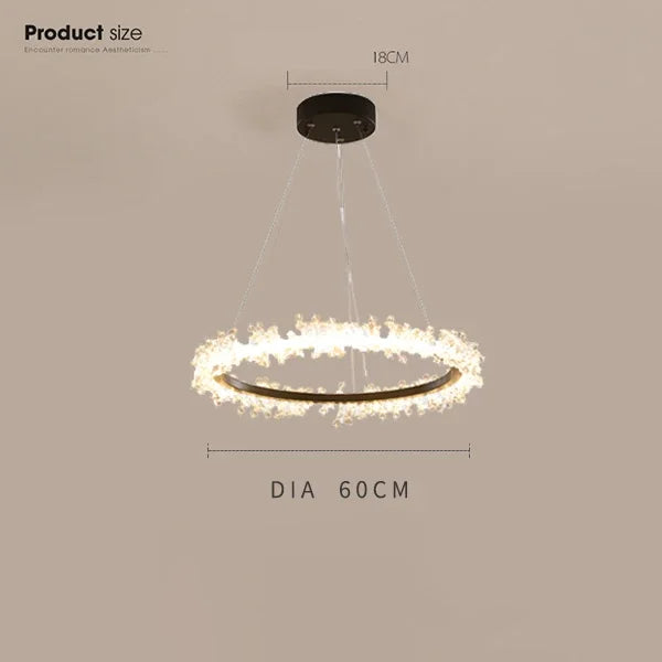 Chandelier de Anillo de Cristal Dorado Decorbites™ para la Decoración de Sala de Estar y Restaurante