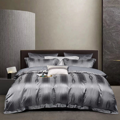 Decobites 1000TC Egyptian Cotton Satin Jacquard Patchwork Bedding Set - Full Queen King Size