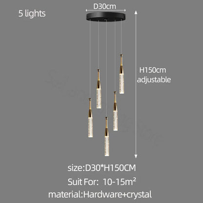 DecorBites™ Crystal Chandelier: Modern Luxury Spiral Staircase Living Room & Bedroom Lighting