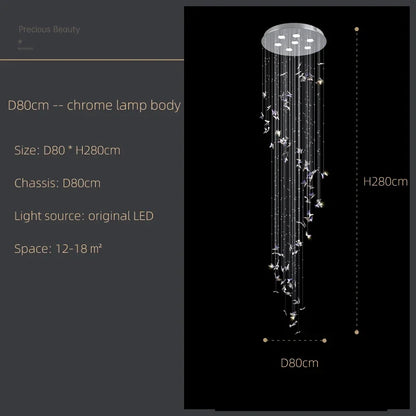 DecorBites™ Butterfly Crystal Chandelier for High Ceilings & Staircases