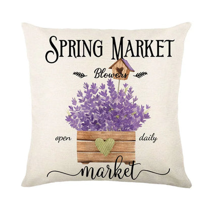 DecorBites™ Lavender Flower Linen Pillowcase for Sofa Car, Living Room Decor, Throw Pillow Case