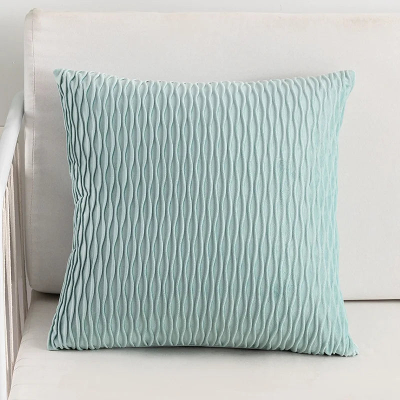 Decobites Velvet Striped Pleated Square Pillowcase