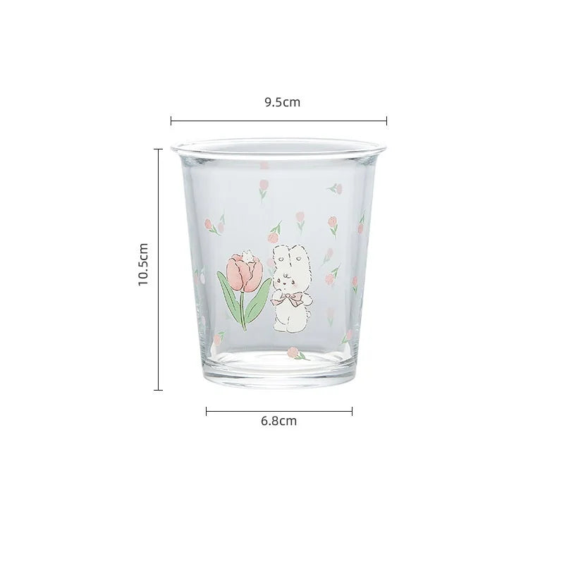 DecorBites™ Cute Four-color Bear Rabbit Glass Tea Coffee Cup