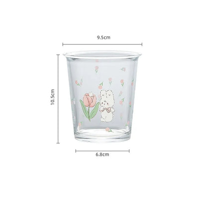 DecorBites™ Cute Four-color Bear Rabbit Glass Tea Coffee Cup