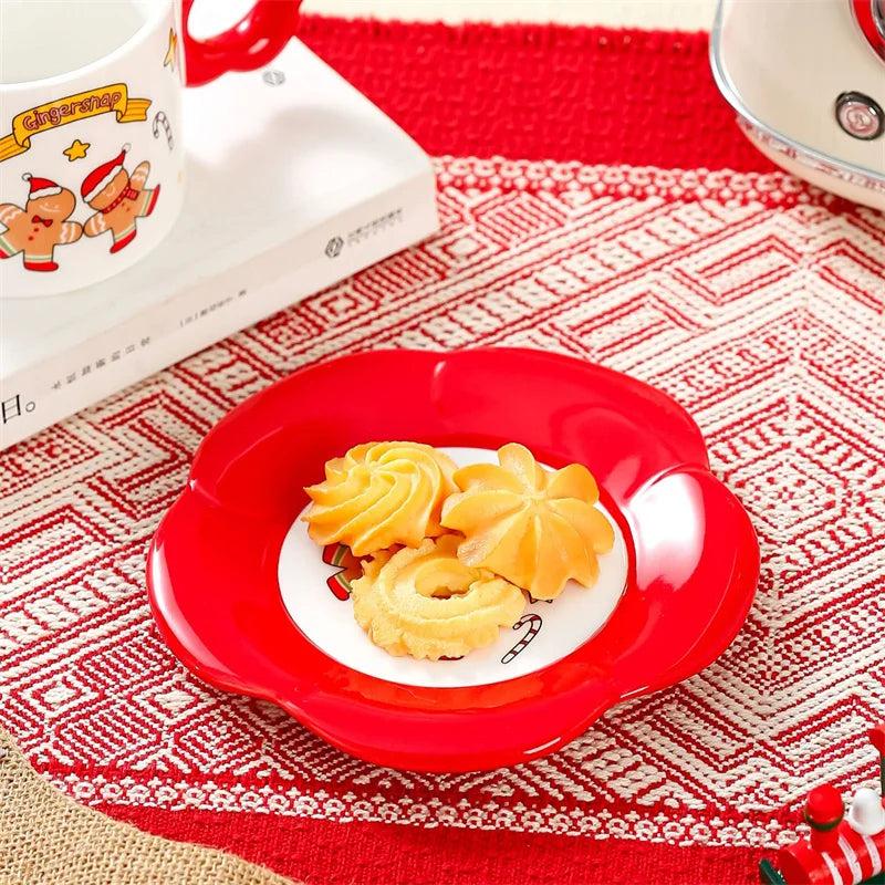 DecorBites™ Christmas Ceramic Santa Tea Set with Spoon, Festive Coffee Cup & Saucer