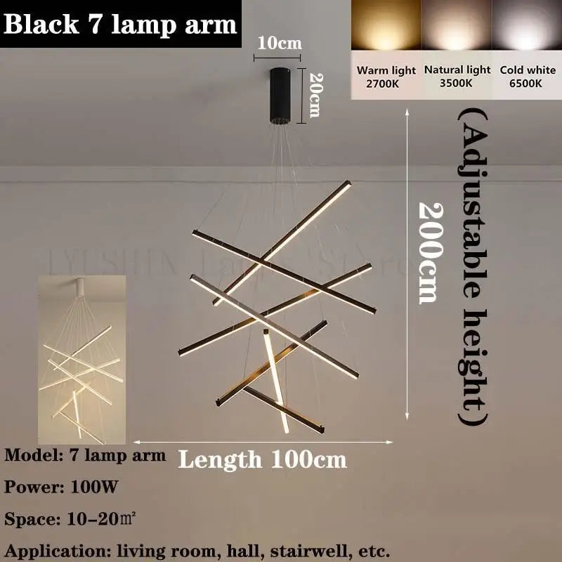 DecorBites™ LED Chandelier for Modern Duplex Interior, Loft Decor, Living & Dining Room Lighting
