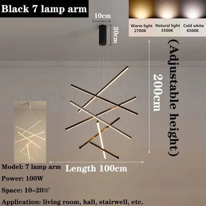 DecorBites™ LED Chandelier for Modern Duplex Interior, Loft Decor, Living & Dining Room Lighting