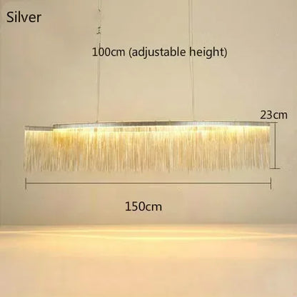 DecorBites™ LED Aluminum Tassel Chandelier: Modern Dimmable Light for Living Room, Hotel, Hall