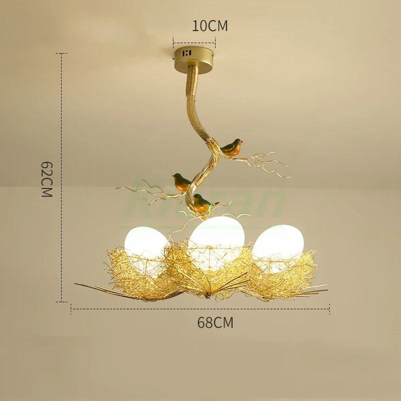 DecorBites™ Bird's Nest Glass LED Ceiling Lamp for Modern Nordic Living Room Decor