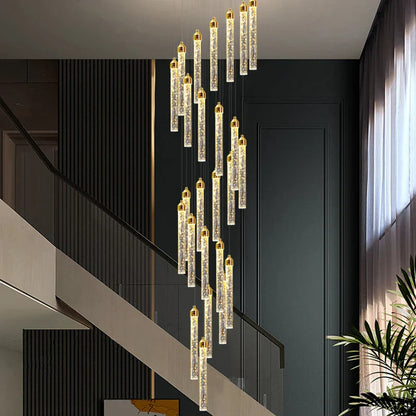 DecorBites™ Crystal Staircase Chandelier: Modern LED Living Room Lamp for Deluxe Home Decor